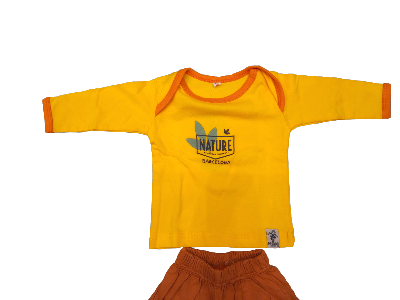 Camiseta amarilla manga larga 100% algodón ecológico bébés Nature