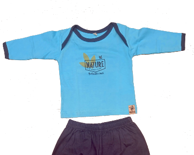 Camiseta azul manga larga 100% algodón ecológico bébés Nature